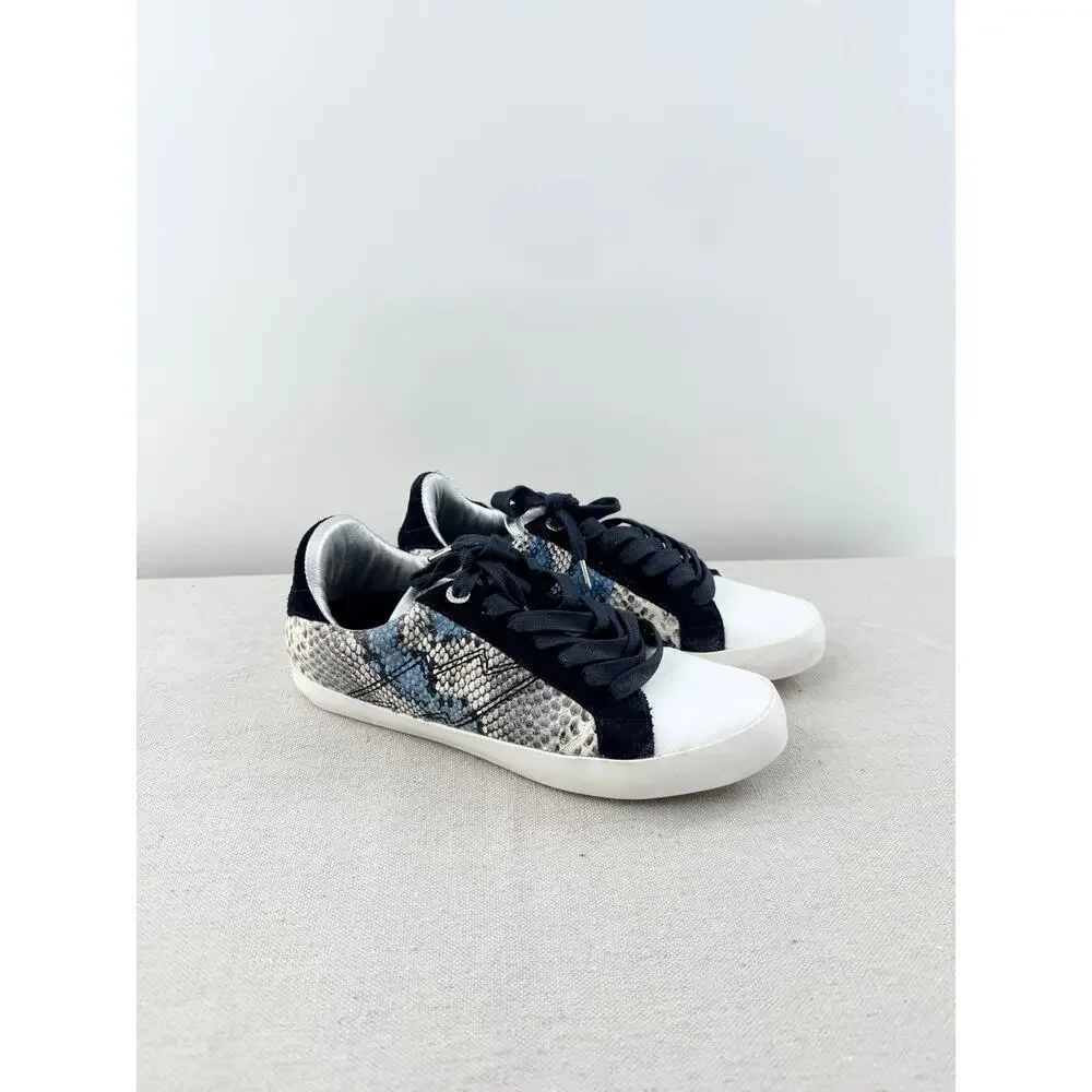 Zadig & Voltaire Python Snakeskin Leather Lace Up Sneakers Shoes Wild Blue EU 39 - Picture 4 of 7